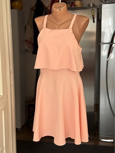 Fırfırlı elbise pudra rengi - Görsel 8