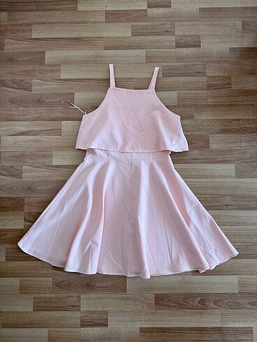 Fırfırlı elbise pudra rengi - Görsel 9