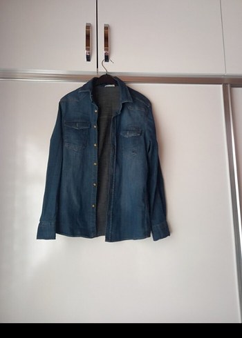 LC Waikiki Düğmeli Mavi Denim erkek Gömlek