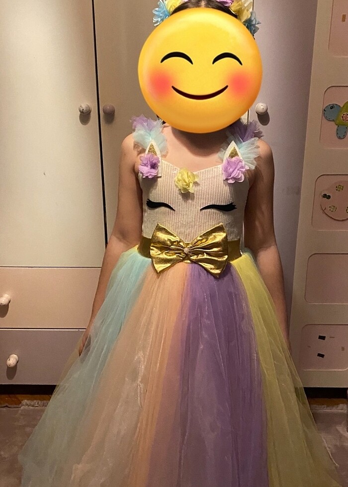 unicorn kız çocuk elbise - Görsel 3