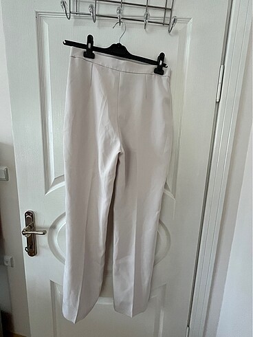 Krem rengi kumaş pantolon - Görsel 6