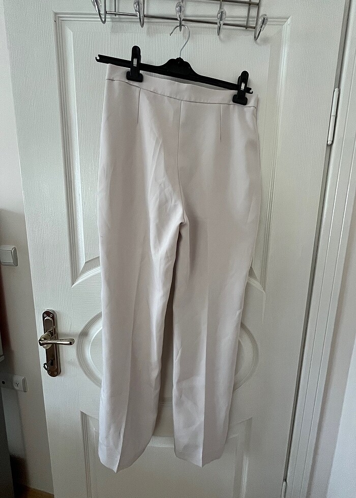 Krem rengi kumaş pantolon - Görsel 5