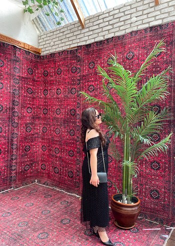 Pullu taşlı Detaylı Siyah Uzun Abiye Elbise - Görsel 2