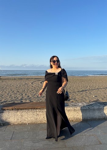 Siyah Straplez Gotik Midi Mezuniyet Elbisesi - Görsel 4