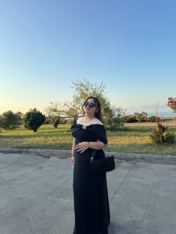 Siyah Straplez Gotik Midi Mezuniyet Elbisesi - Görsel 2