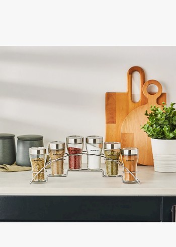 Gri Standlı 6'lı Baharatlık Seti - Görsel 2