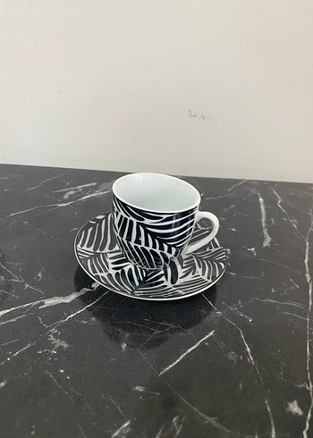 Zebra Desenli Siyah Fincan ve Tabak Seti - Görsel 2