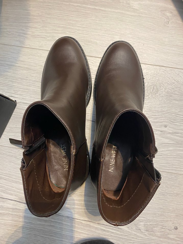 Kahverengi Deri Kadın Topuklu Bot - Görsel 2