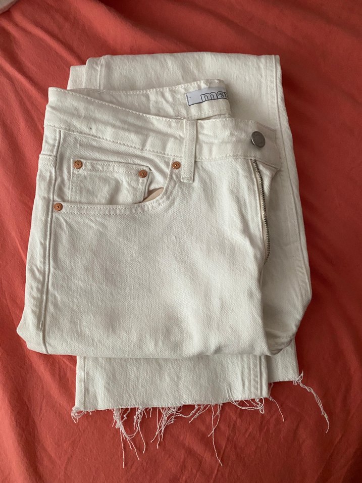 Beyaz Kadın Günlük Pamuk Pantolon - Görsel 5