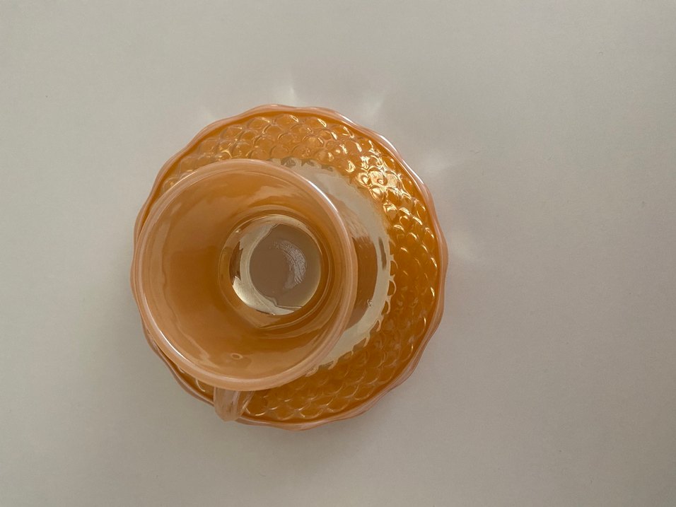 Parlak Bej Desenli Fincan ve Tabağı - Görsel 3