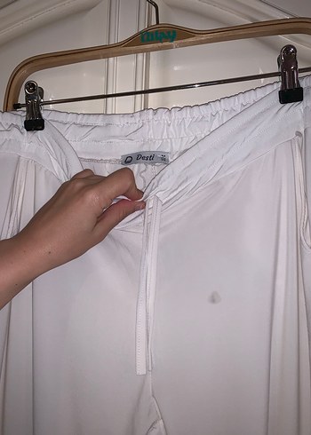 38 Beden Beyaz Kadın Rahat Sendy Kumaş Pantolon