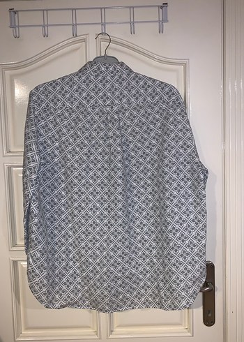 Zara Gri Desenli Uzun Kollu Kadın Keten Gömlek