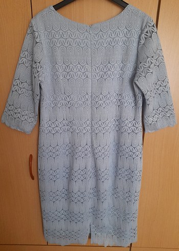 Diğer Gri Dantel Midi Elbise, Kısa Kollu, Bohem Tarz