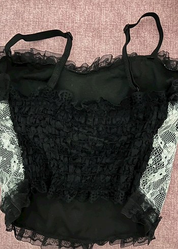 Dantel Detaylı Gotik Beyaz Büstiyer - Görsel 3