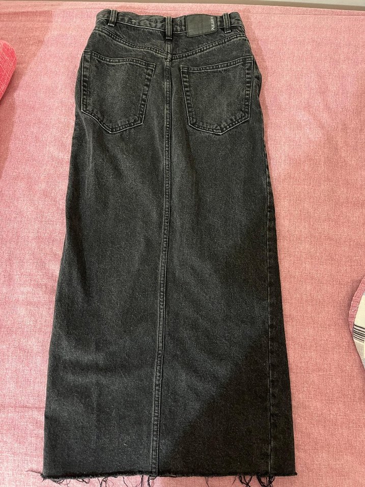 Siyah Denim Uzun Etek Yırtmaçlı - Görsel 2