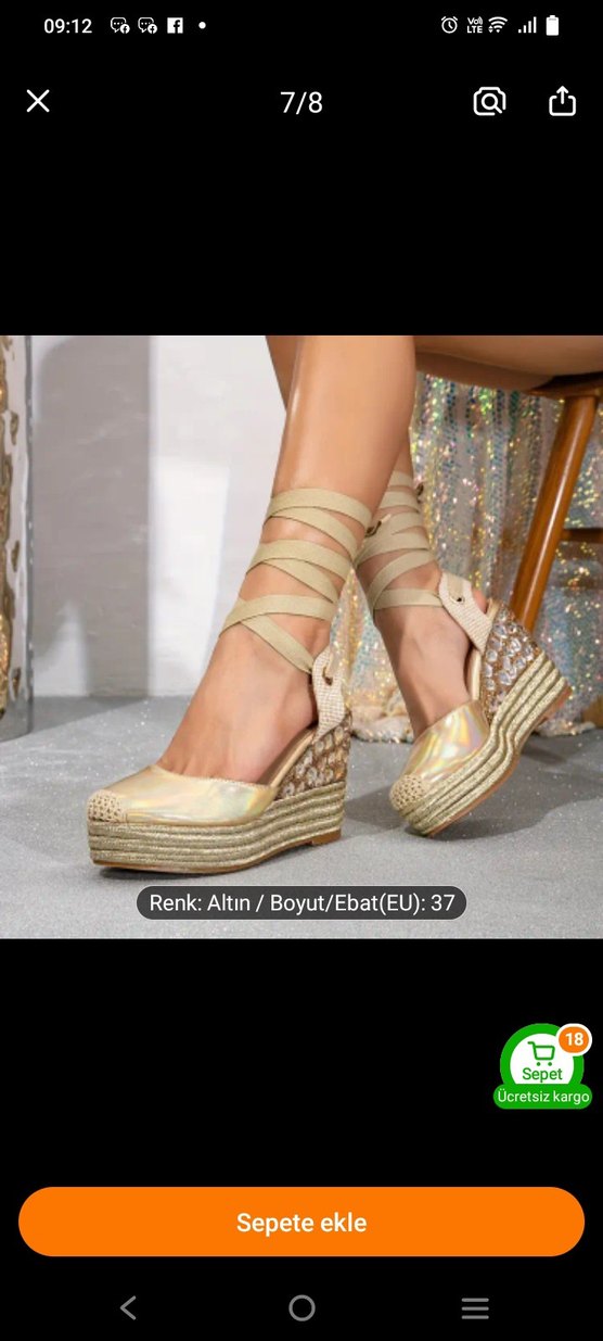 Bej Bağcıklı Dolgu Topuk Espadril - Görsel 2