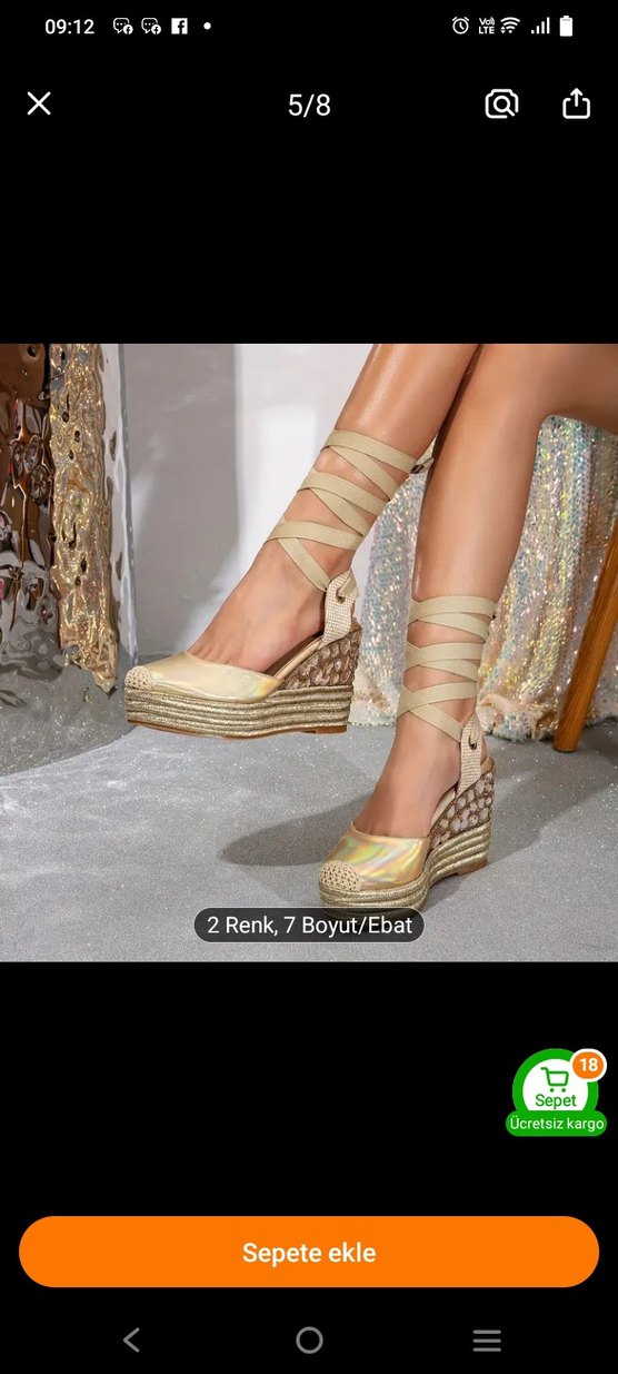 Bej Bağcıklı Dolgu Topuk Espadril - Görsel 4