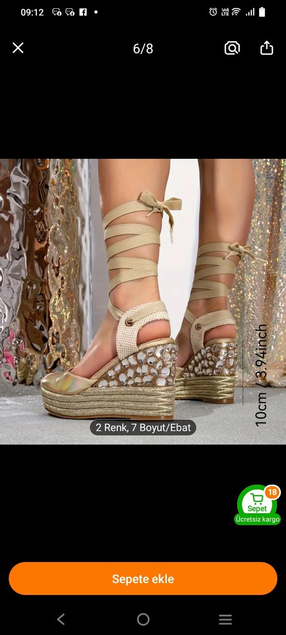 Bej Bağcıklı Dolgu Topuk Espadril - Görsel 5