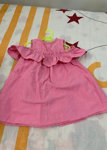 Pembe Kız Çocuk Keten Elbise