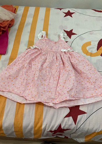 Pembe Nakışlı Kız Çocuk Elbisesi