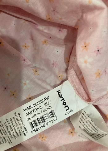 Koton Pembe Nakışlı Kız Çocuk Elbisesi