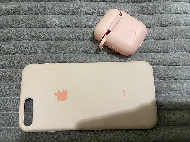 Telefon kılıf 7 plus airpords kılıf pembe
