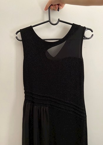 Önü Drapeli Siyah kısa Abiye Elbise - Görsel 6