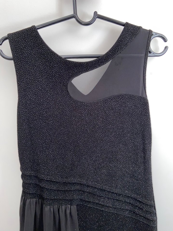 Önü Drapeli Siyah kısa Abiye Elbise - Görsel 4