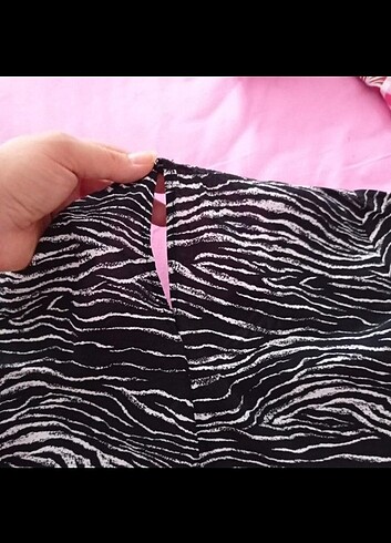 l Beden siyah Renk Zebra Desen Kısa günlük elbise (75 cm)