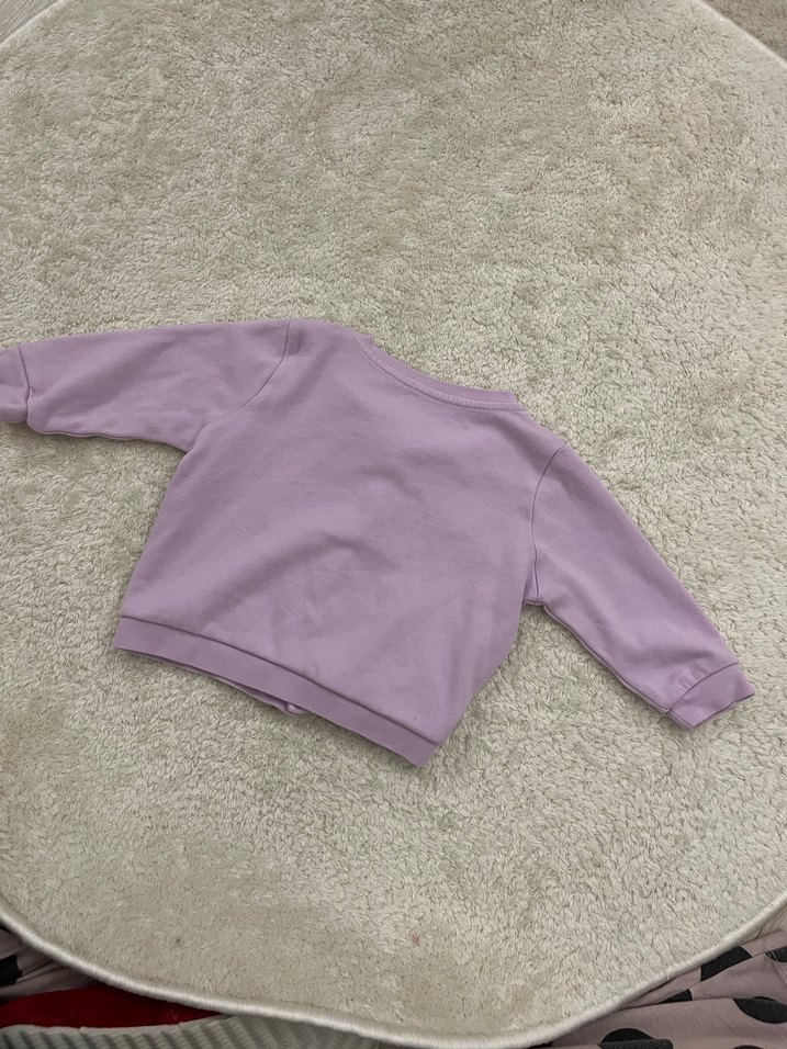 Kız Çocuk Mor Düğmeli Uzun Kollu Hırka ve Çiçekli Sweet - Görsel 2