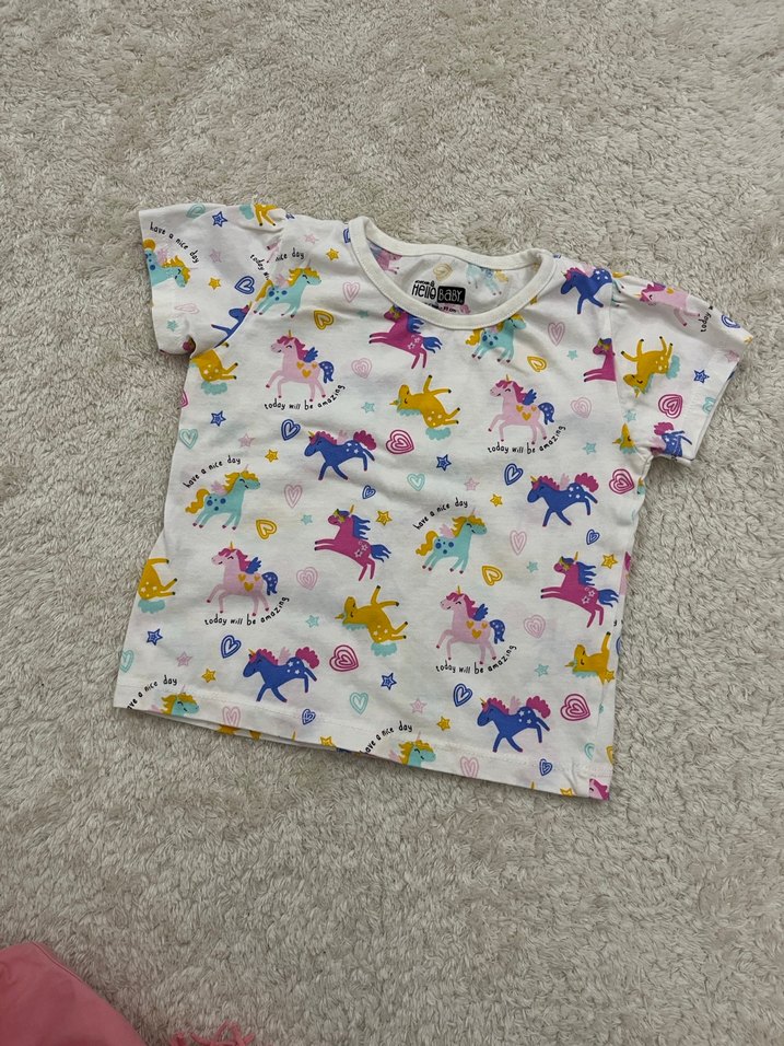 Kız Çocuk Renkli Baskılı ve Püsküllü Tişörtler - Görsel 2