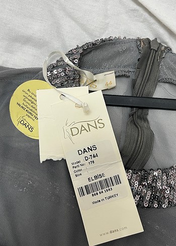 Gri Pilili Kısa Kollu Uzun Abiye Elbise - Görsel 2