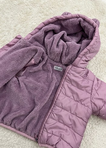 Kız Çocuk Mor Kapüşonlu Mont - Görsel 3