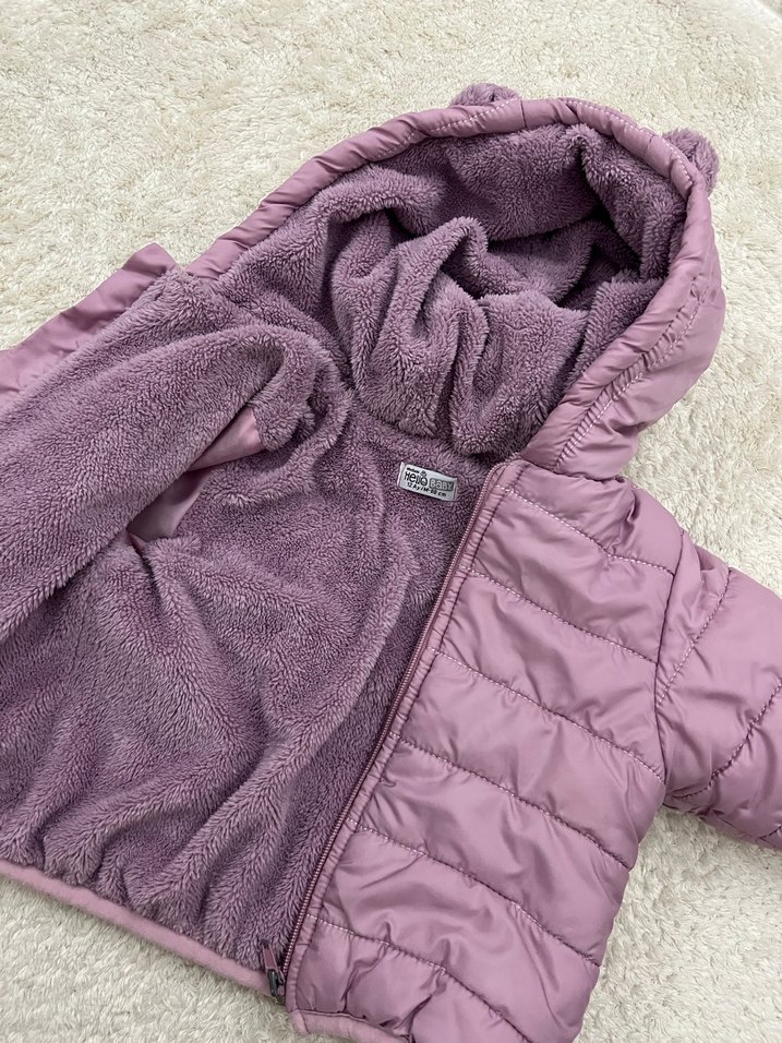 Kız Çocuk Mor Kapüşonlu Mont - Görsel 3