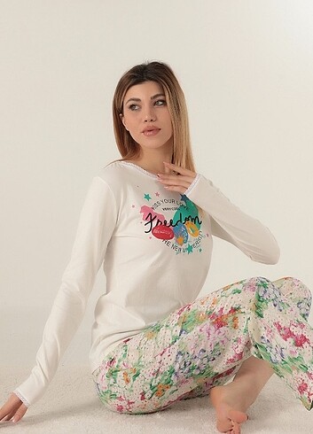 DoReMi Bayan Floral Desenli Pijama Takımı ML 