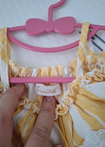 Sarı Nakışlı Dantelli Bebek Kız Takımı - Görsel 6