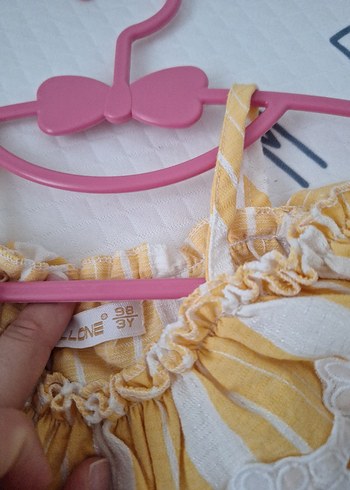 Sarı Nakışlı Dantelli Bebek Kız Takımı - Görsel 7