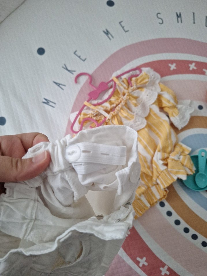 Sarı Nakışlı Dantelli Bebek Kız Takımı - Görsel 4