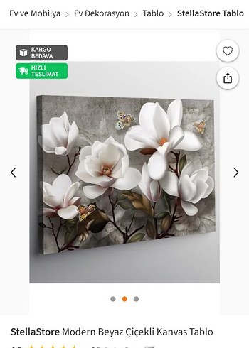 Modern Beyaz Çiçekli Kanvas Tablo - Görsel 2