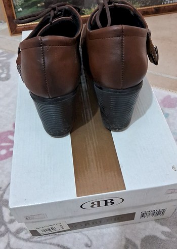37 Beden kahverengi Renk Kahverengi Deri Kadın Bağcıklı Dolgu Topuk Ayakkabı