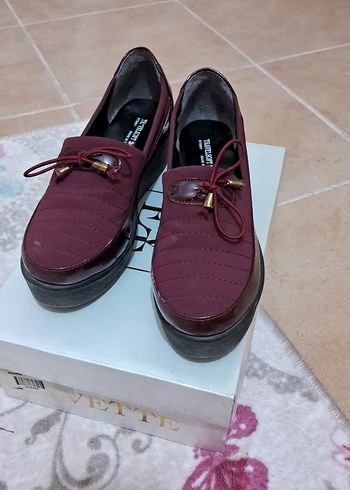 Bordo Kadın Platform Topuklu Klasik Ayakkabı