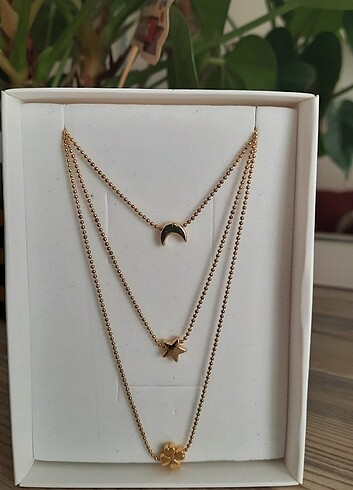 Beden 3 lü gold kolye