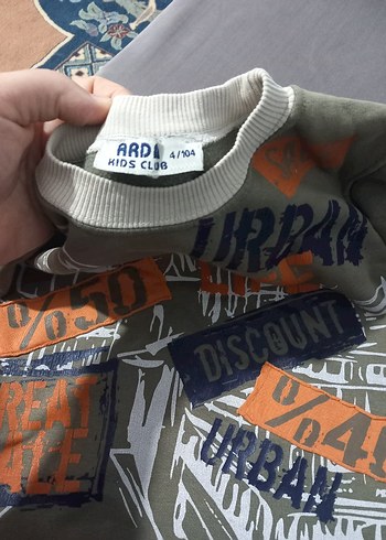 Erkek Çocuk Gri Baskılı Sweatshirt kalın kumaş kışlık - Görsel 3