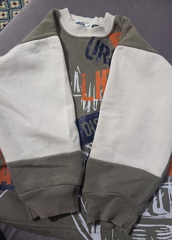 Erkek Çocuk Gri Baskılı Sweatshirt kalın kumaş kışlık - Görsel 2