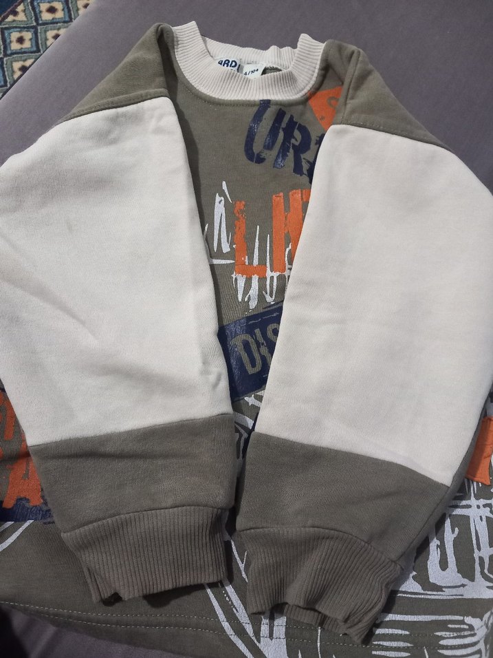 Erkek Çocuk Gri Baskılı Sweatshirt kalın kumaş kışlık - Görsel 2