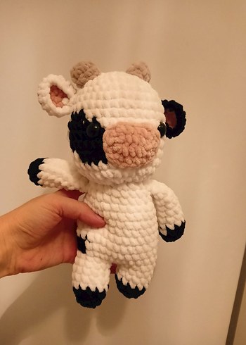 Beden Siyah Beyaz Peluş İnek Oyuncak Amigurumi