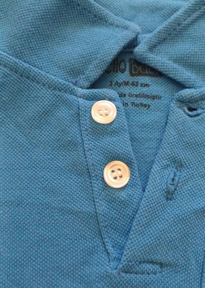 Koyu Mavi Yakalı Kısa Kollu Bebek Body - Görsel 2