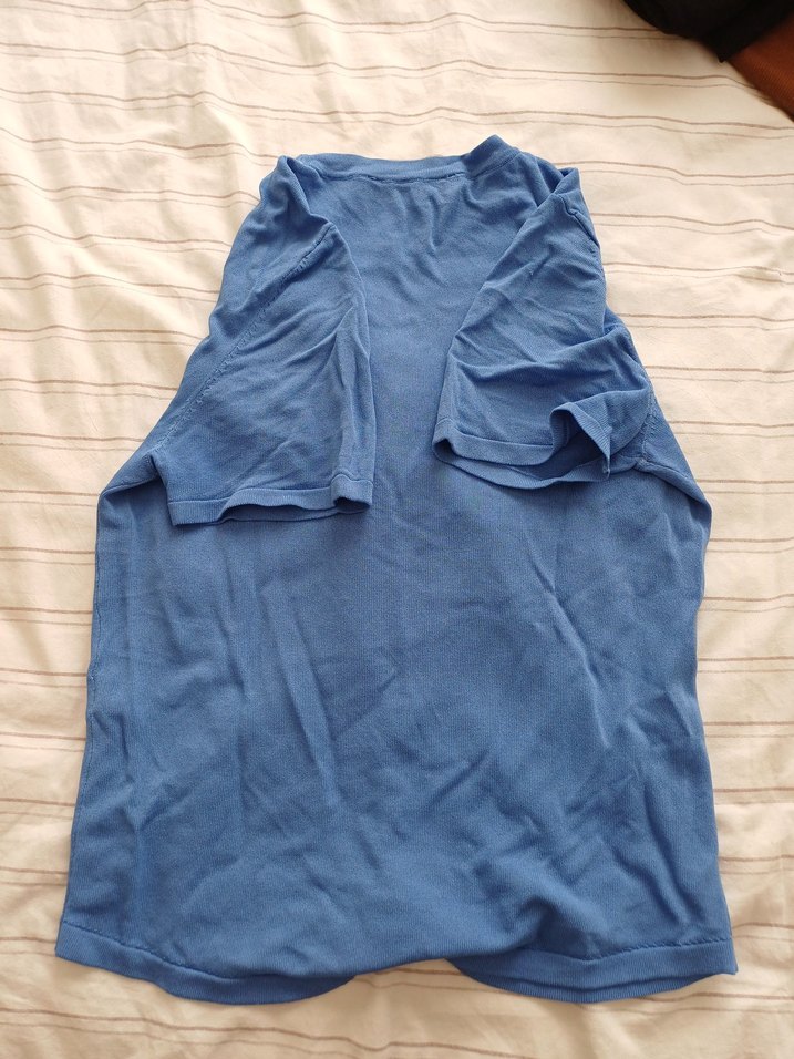 Mavi Keten Kısa Kollu, Rahat Kesim - Görsel 3