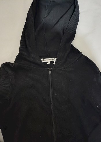Fermuarlı Siyah Kadın Sweatshirt - Görsel 2