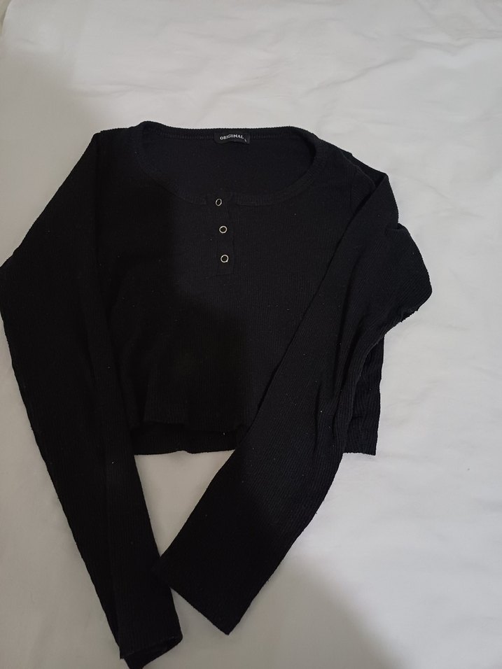 Siyah Uzun Kollu İnce Hırka - Görsel 4